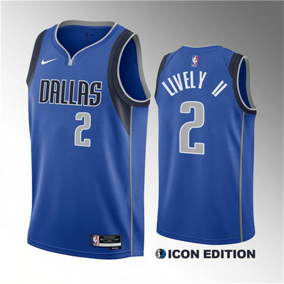 Men's Dallas Mavericks #2 Dereck Lively II Blue 2023 Draft Icon Edition Stitched Basketball Jersey