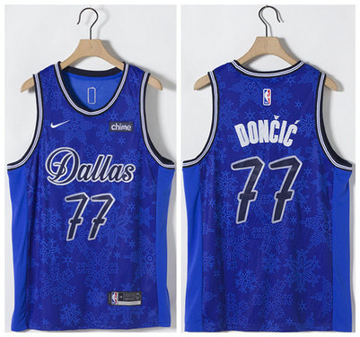 Men's Dallas Mavericks #77 Luka Doncic Blue Stitched Basketball Jersey