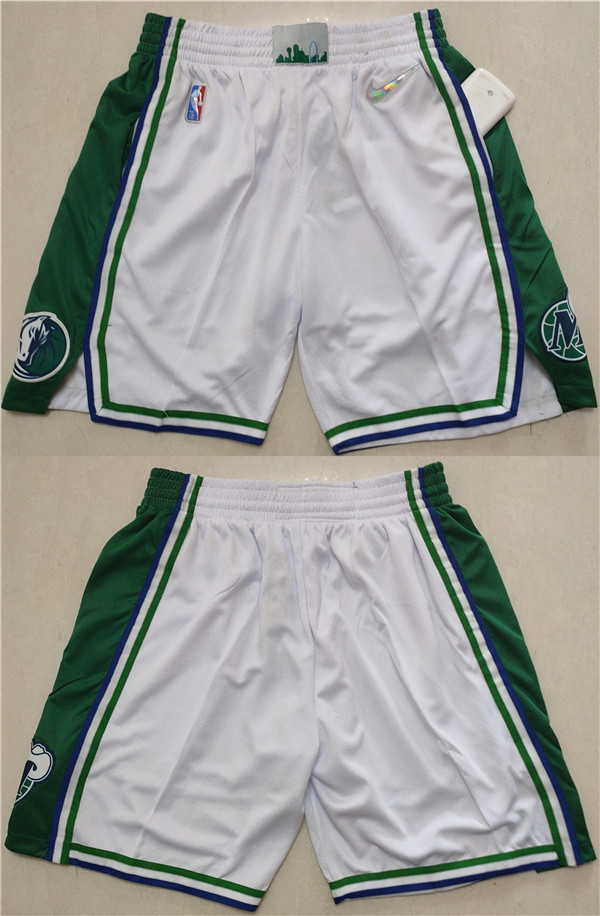 Men's Dallas Mavericks White-Green 75th Anniversary Shorts (Run Small)