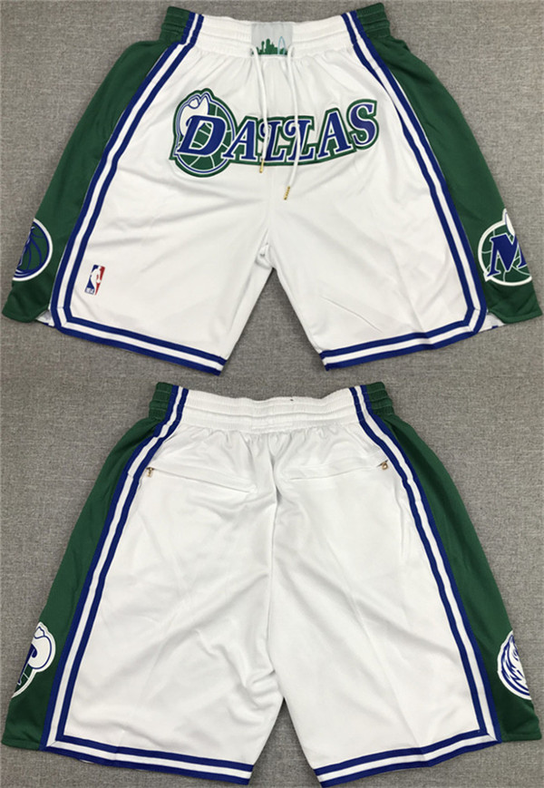 Men's Dallas Mavericks White Green Shorts (Run Small)