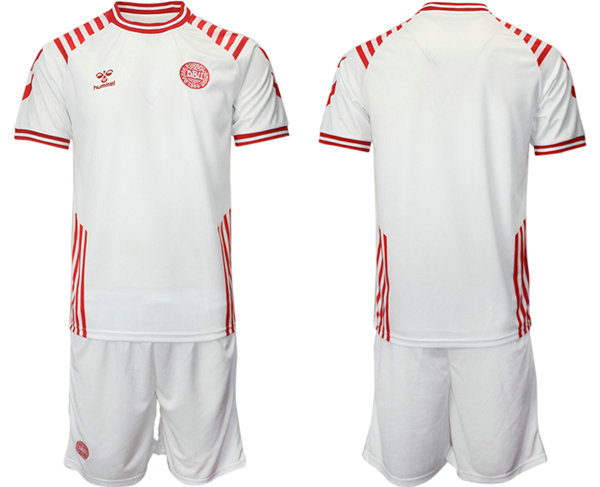 Men's Denmark Custom White 2022 FIFA World Cup Away Soccer Jersey Suit