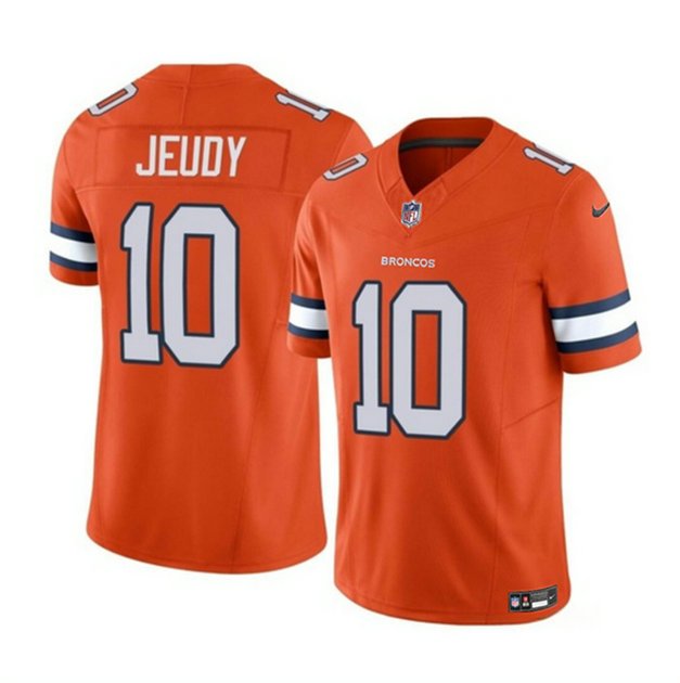 Men's Denver Broncos #10 Jerry Jeudy Orange 2023 F.U.S.E. Vapor Untouchable Stitched Jersey