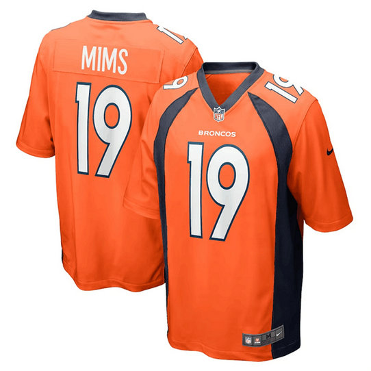 Men's Denver Broncos #19 Marvin Mims Jr. Orange Stitched Game Football Jersey