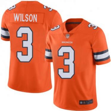 Men's Denver Broncos #3 Russell Wilson Orange Stitched Jersey