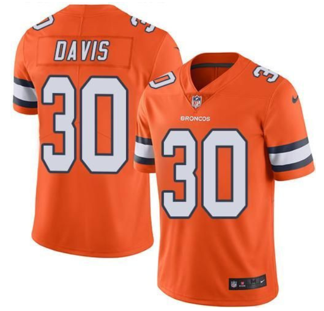 Men's Denver Broncos #30 Terrell Davis Orange Vapor Untouchable Limited Stitched JerseyS