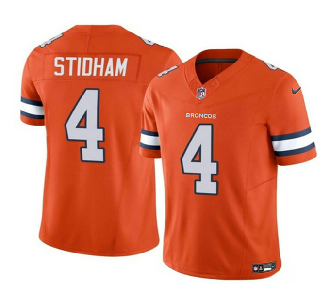 Men's Denver Broncos #4 Jarrett Stidham Orange 2023 F.U.S.E. Vapor Untouchable Stitched Jersey