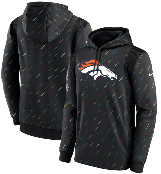 Men's Denver Broncos 2021 Charcoal Crucial Catch Therma Pullover Hoodie