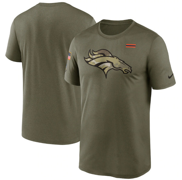 Men's Denver Broncos 2021 Olive Salute To Service Legend Performance T-Shirt