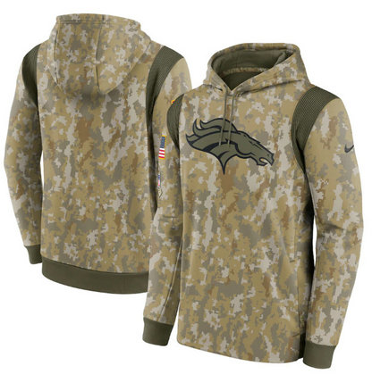Men's Denver Broncos Camo 2021 Salute To Service Therma Performance Pullover Hoodie