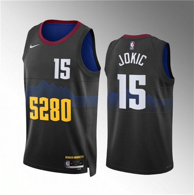 Men's Denver Nuggets #15 Nikola Jokic Black 2023 City Edition Stitched Basketball Jersey