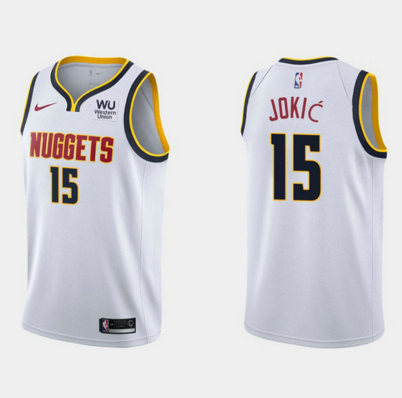 Men's Denver Nuggets #15 Nikola Jokic White 2019 20 Association Edition Stitched Jersey
