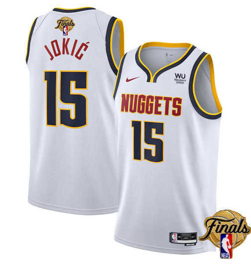 Men's Denver Nuggets #15 Nikola Jokic White 2023 Finals Association Edition Stitched Basketball Jersey