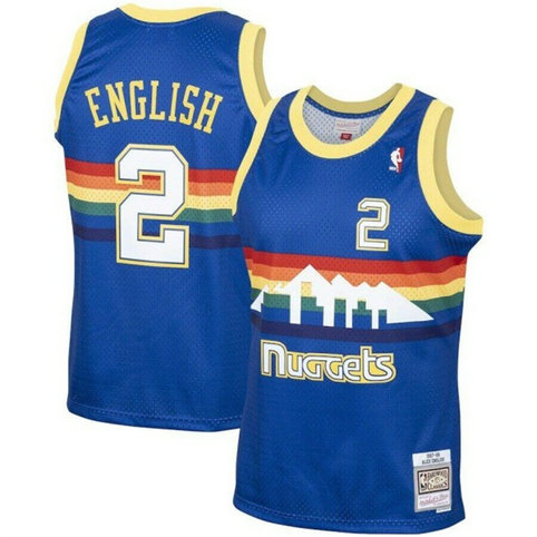Men's Denver Nuggets #2 Alex English 1987-88 Royal Mitchell & Ness Swingman Stitched Basketball Jersey