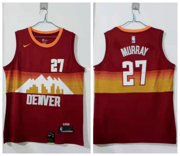 Men's Denver Nuggets #27 Jamal Murray Red 2021 City Edition NBA Swingman Jersey With The Sponsor Logo
