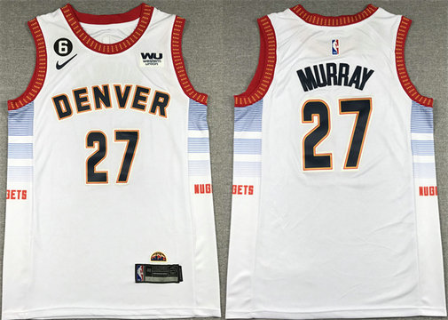 Men's Denver Nuggets #27 Jamal Murray Silver 2022 23 City Edition With NO.6 Patch Stitched Jersey