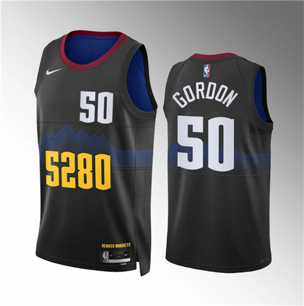 Men's Denver Nuggets #50 Aaron Gordon Black 2023 City Edition Stitched Basketball Jersey