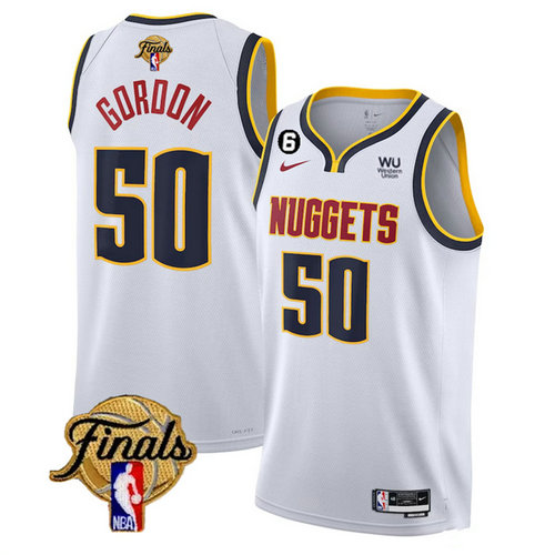 Men's Denver Nuggets #50 Aaron Gordon White 2023 Finals Association Edition With NO.6 Patch Stitched Basketball Jersey