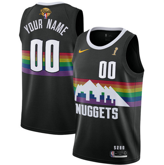 Men's Denver Nuggets Active Player Custom Black 2023 Finals Champions City Edition Stitched Basketball Jersey