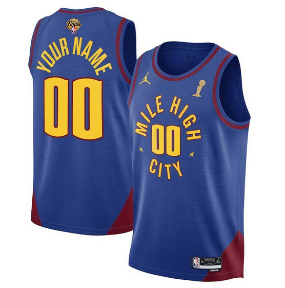 Men's Denver Nuggets Active Player Custom Blue 2023 Finals Champions Statement Edition Stitched Basketball Jersey