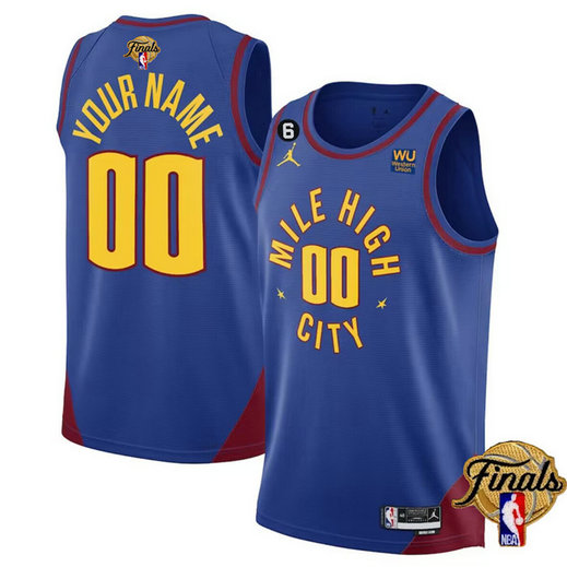 Men's Denver Nuggets Active Player Custom Blue 2023 Finals Statement Edition With NO.6 Patch Stitched Basketball Jersey