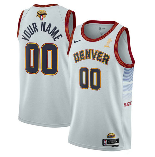Men's Denver Nuggets Active Player Custom White 2023 Finals Champions Icon Edition Stitched Basketball Jersey