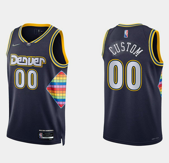 Men's Denver Nuggets Active Players Custom 2021 22 City Edition 75th Anniversary Stitched Jersey