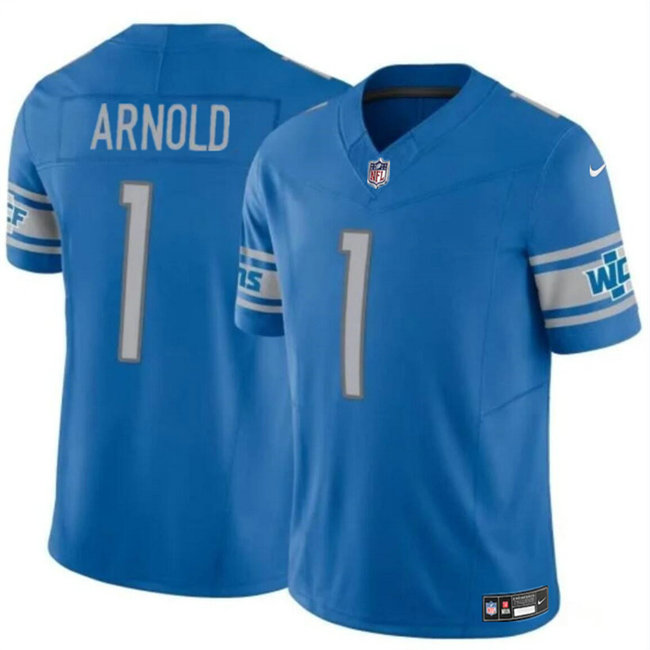 Men's Detroit Lions #1 Terrion Arnold Blue 2024 Draft F.U.S.E. Vapor Untouchable Limited Stitched Jersey