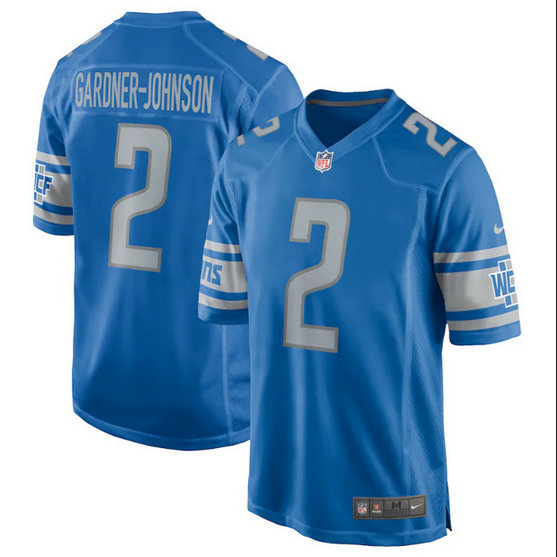 Men's Detroit Lions #2 Chauncey Gardner-Johnson Blue Detroit Lions Stitched Game Jersey