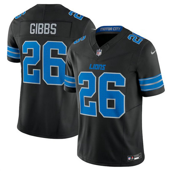 Men's Detroit Lions #26 Jahmyr Gibbs Black 2024 F.U.S.E. 2nd Alternate Vapor Limited Stitched Jersey
