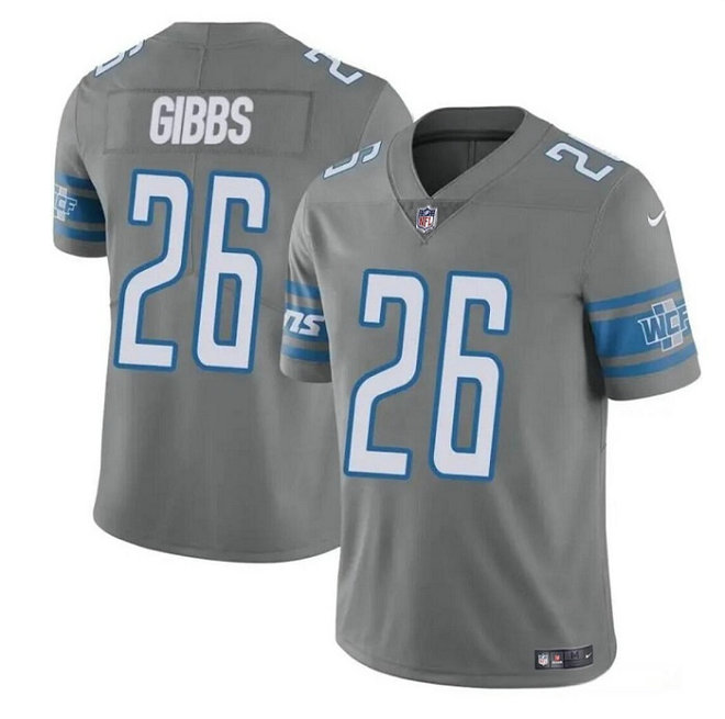 Men's Detroit Lions #26 Jahmyr Gibbs Grey Vapor Untouchable Limited Stitched Jersey