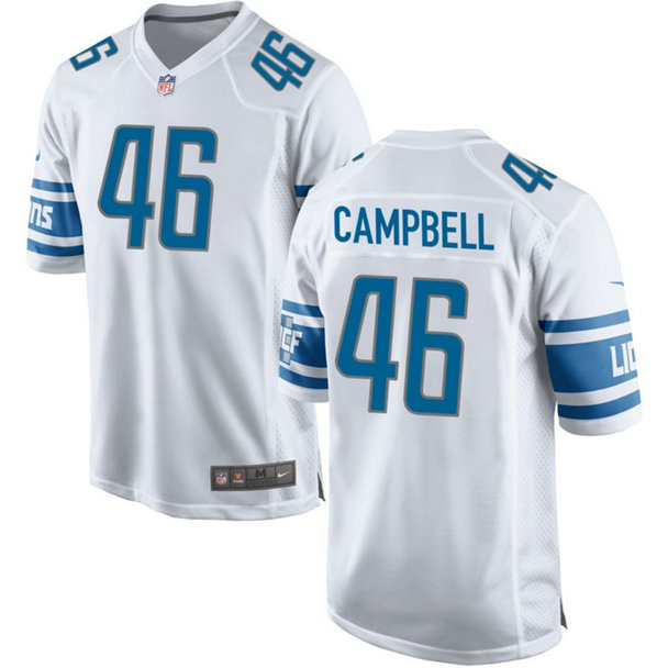 Men's Detroit Lions #46 Jack Campbell White Stitched Game Jersey