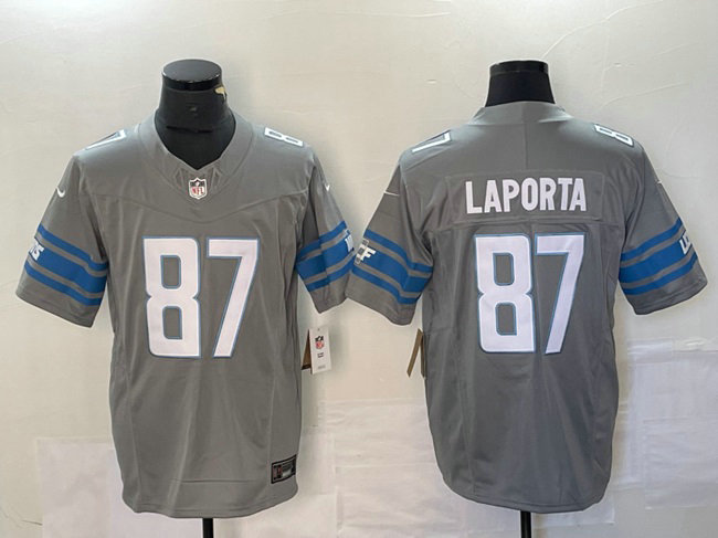 Men's Detroit Lions #87 Sam LaPorta Gray 2023 F.U.S.E. Vapor Untouchable Limited Football Stitched Jersey