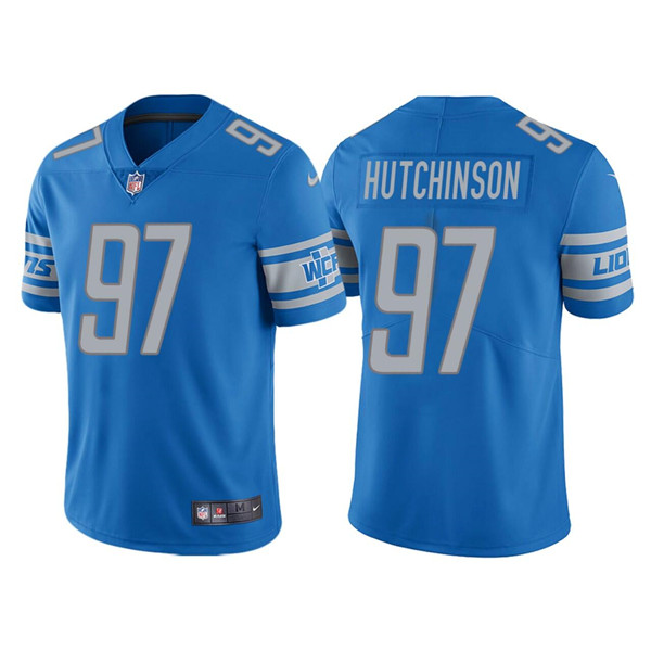 Men's Detroit Lions #97 Aidan Hutchinson Blue NFL Draft Vapor Untouchable Limited Stitched Jersey