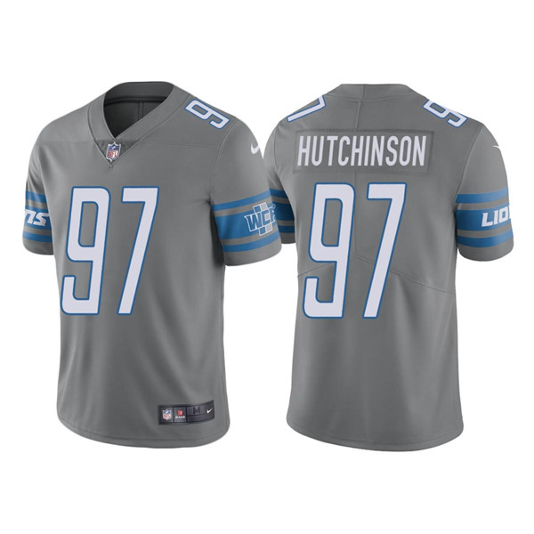 Men's Detroit Lions #97 Aidan Hutchinson Grey NFL Draft Vapor Untouchable Limited Stitched Jersey