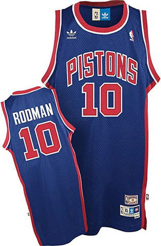 Men's Detroit Pistons #10 Dennis Rodman Navy Throwback Stitched Jersey