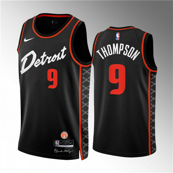 Men's Detroit Pistons #9 Ausar Thompson Black 2023 24 City Edition Stitched Basketball Jersey