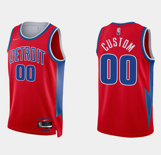 Men's Detroit Pistons Active Player Custom 75th Anniversary Red Stitched Jersey