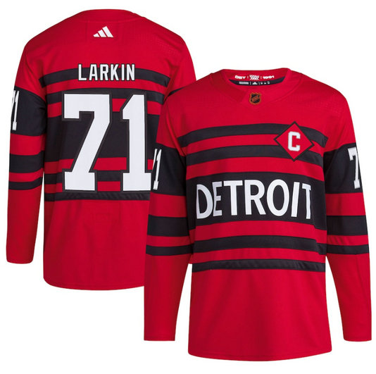 Men's Detroit Red Wings #71 Dylan Larkin Red 2022 23 Reverse Retro Stitched Jersey