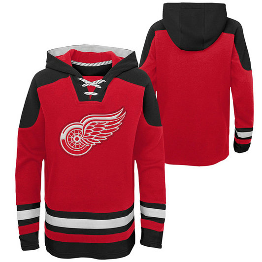 Men's Detroit Red Wings Blank Red Ageless Must-Have Lace-Up Pullover Hoodie