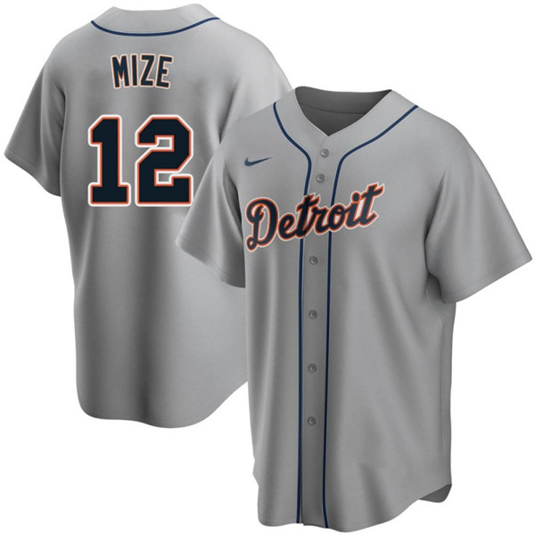 Men's Detroit Tigers #12 Casey Mize Grey Cool Base Stitched Jersey