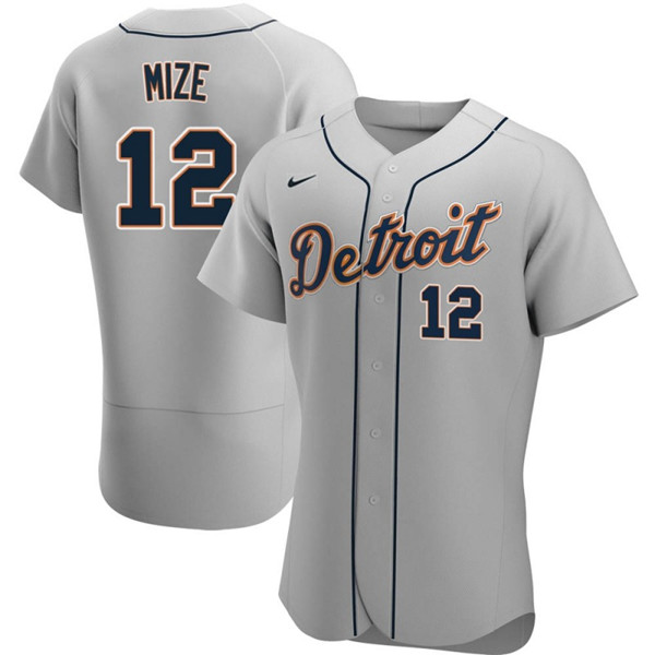 Men's Detroit Tigers #12 Casey Mize Grey Flex Base Stitched Jersey