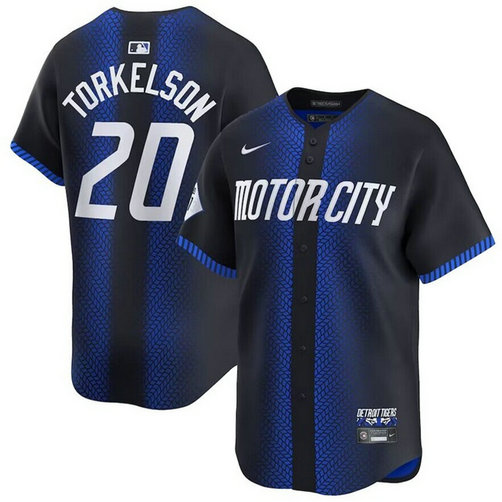 Men's Detroit Tigers #20 Spencer Torkelson 2024 Navy City Connect Cool Base Limited Jersey
