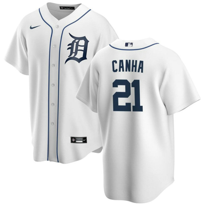 Men's Detroit Tigers #21 Mark Canha White Cool Base Stitched Baseball Jersey
