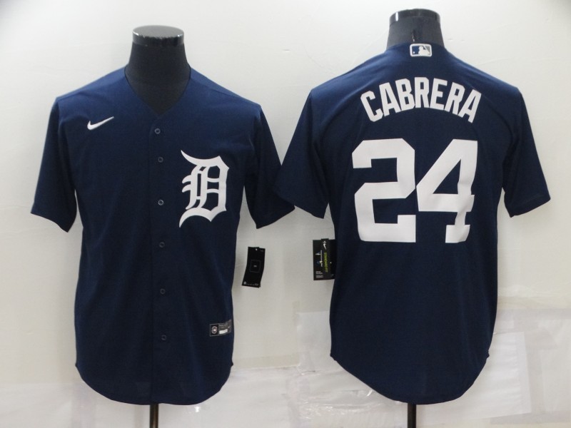 Men's Detroit Tigers #24 Miguel Cabrera Navy Cool Base Stitched Jerseys