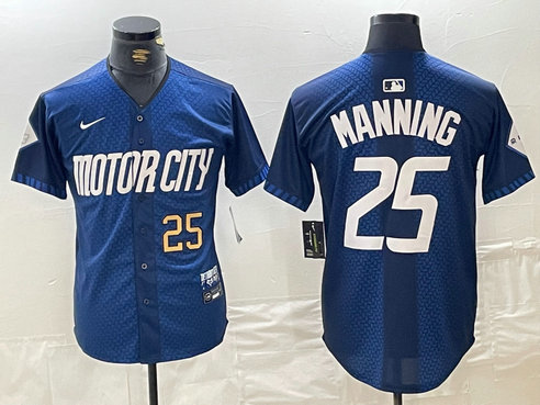 Men's Detroit Tigers #25 Matt Manning 2024 Navy City Connect Cool Base Limited Stitched Jersey 3