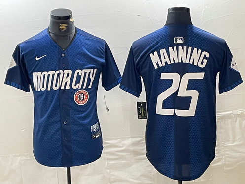 Men's Detroit Tigers #25 Matt Manning 2024 Navy City Connect Cool Base Limited Stitched Jersey 5