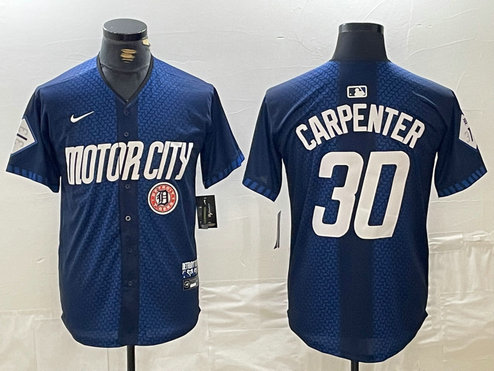 Men's Detroit Tigers #30 Kerry Carpenter 2024 Navy City Connect Cool Base Limited Stitched Jersey 1
