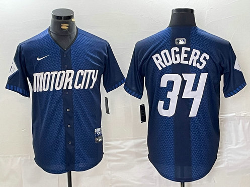Men's Detroit Tigers #34 Jake Rogers 2024 Navy City Connect Cool Base Limited Stitched Jersey 1