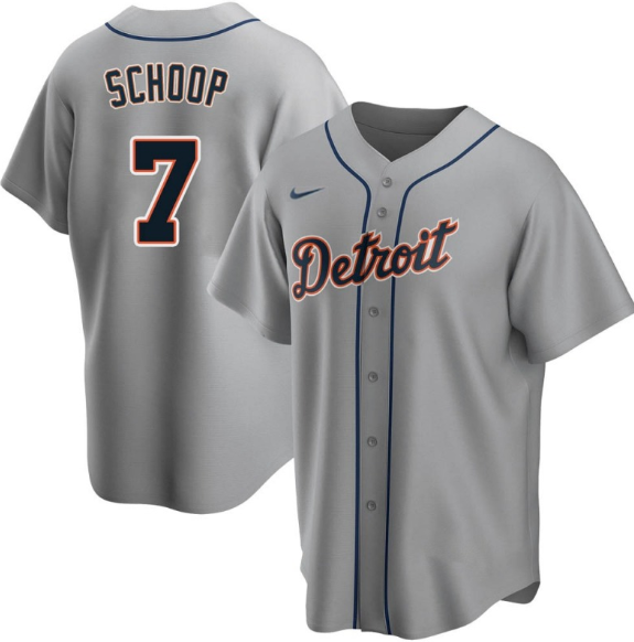 Men's Detroit Tigers #7 Jonathan Schoop Grey Cool Base Stitched Jersey
