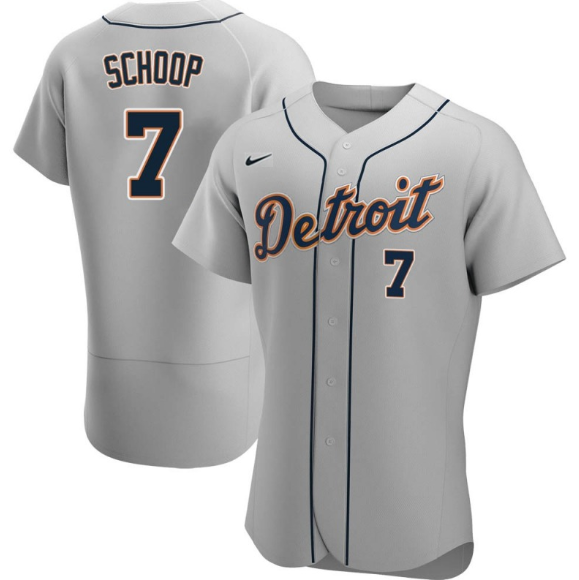 Men's Detroit Tigers #7 Jonathan Schoop Grey Flex Base Stitched Jersey